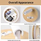 Wood Bedside Reading Sconce with USB and Adjustable Spotlight