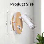 Wood Bedside Reading Sconce with USB and Adjustable Spotlight