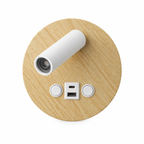Wood Bedside Reading Sconce with USB and Adjustable Spotlight