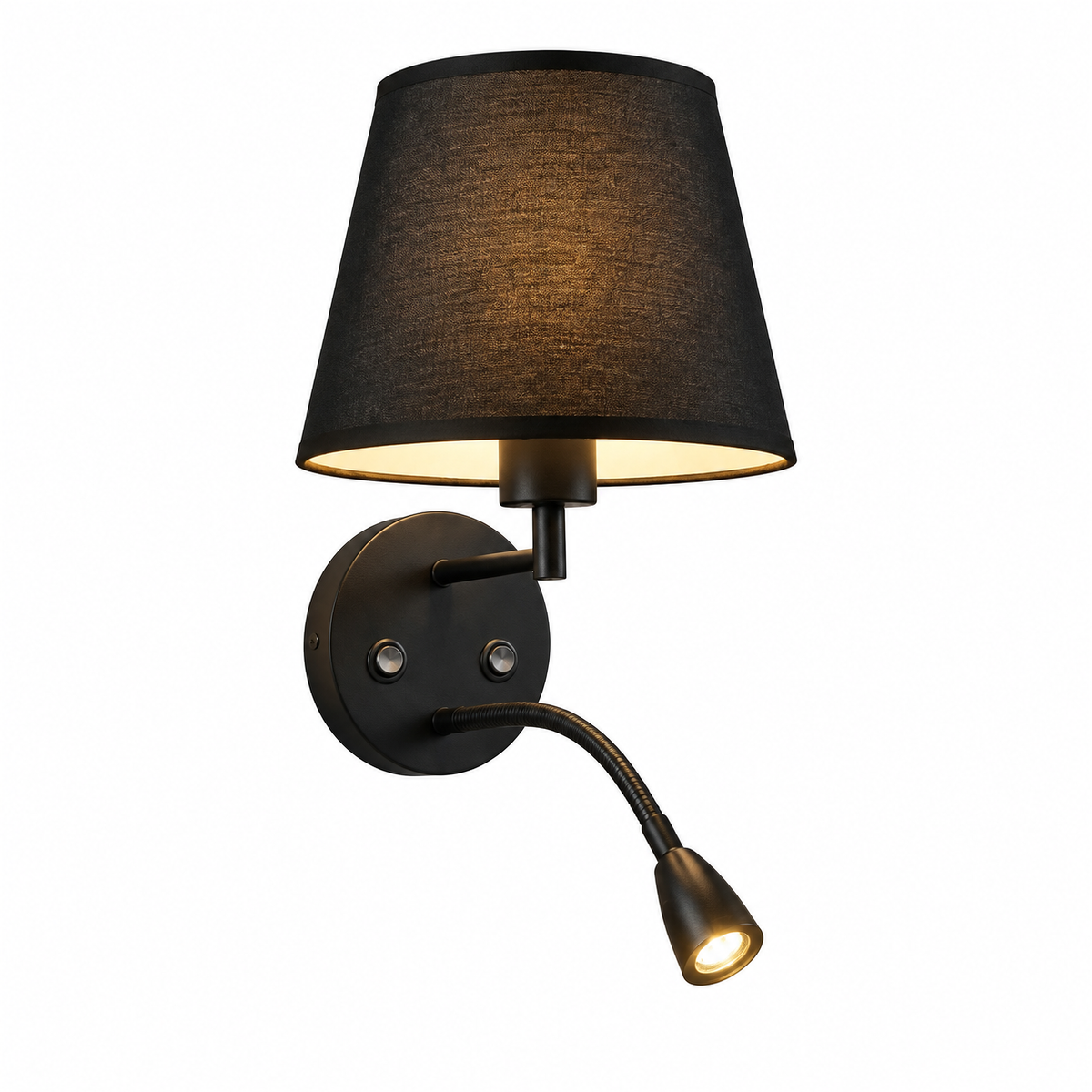 Double Wall Sconce with Fabric Shade and Reading Light