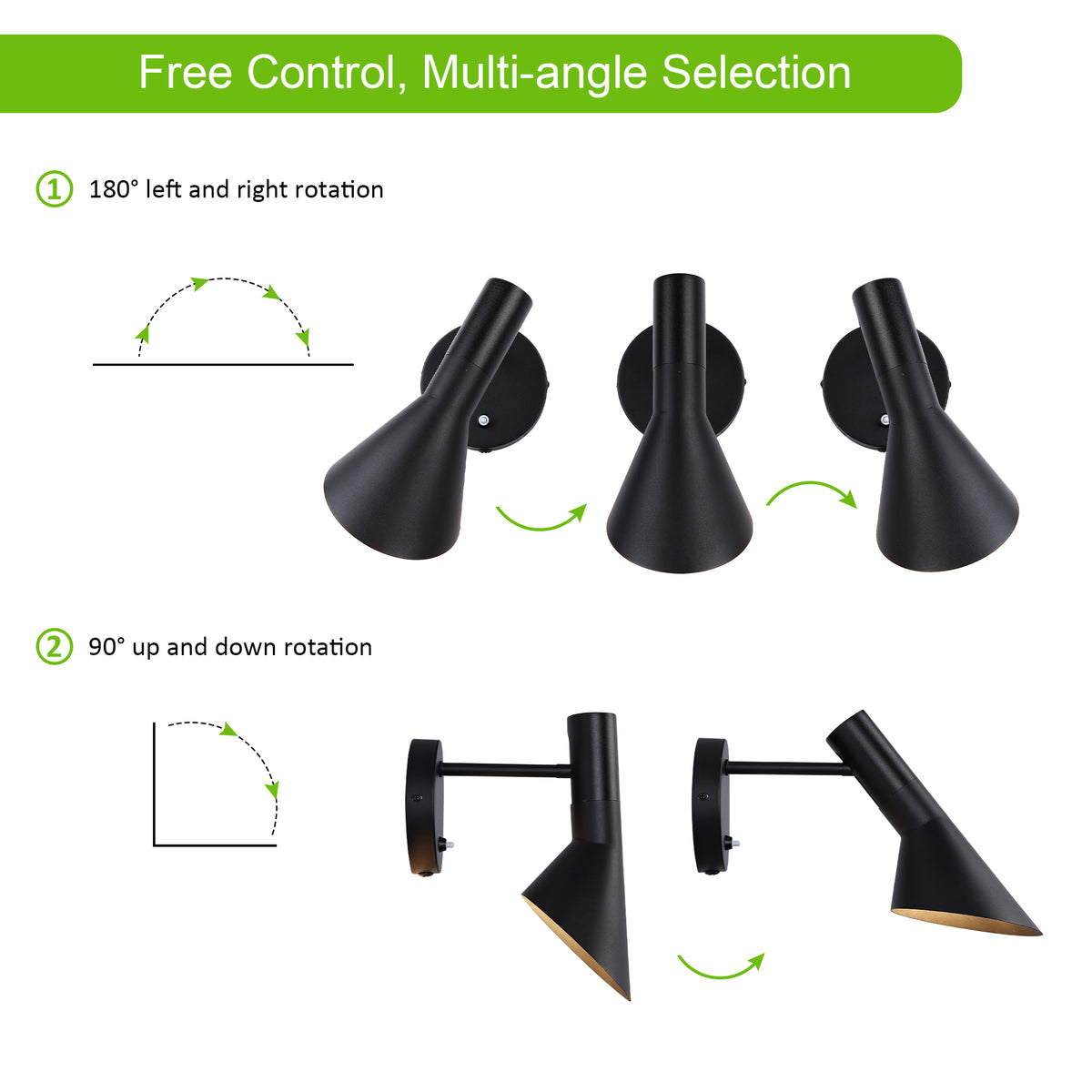 Adjustable Black Wall Mounted Reading Light