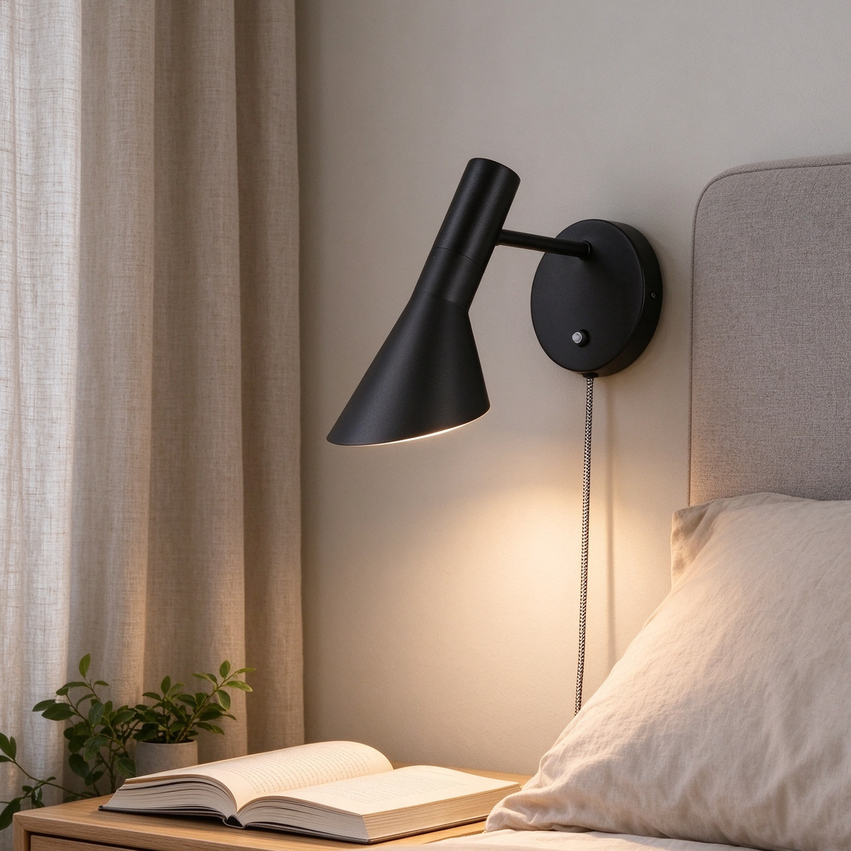 Adjustable Black Wall Mounted Reading Light