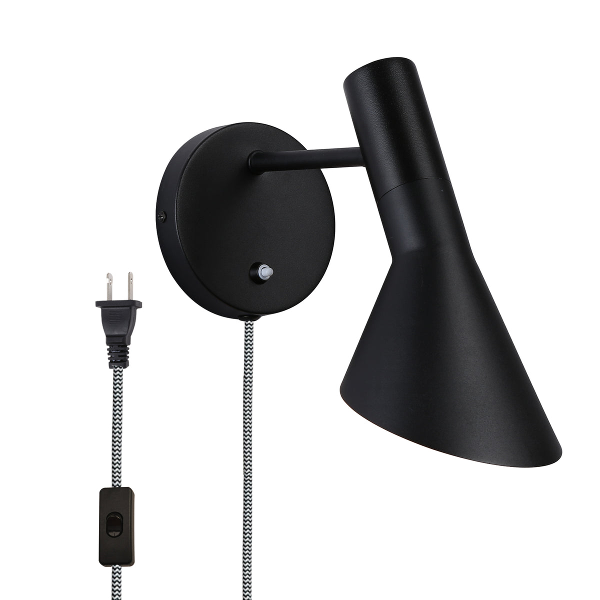 Articulating Wall Light with Black Cone Metal Shade