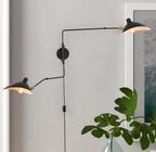 Black Plug-In Double Head Wall Sconce for Reading Nook