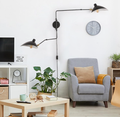 Black Plug-In Double Head Wall Sconce for Reading Nook