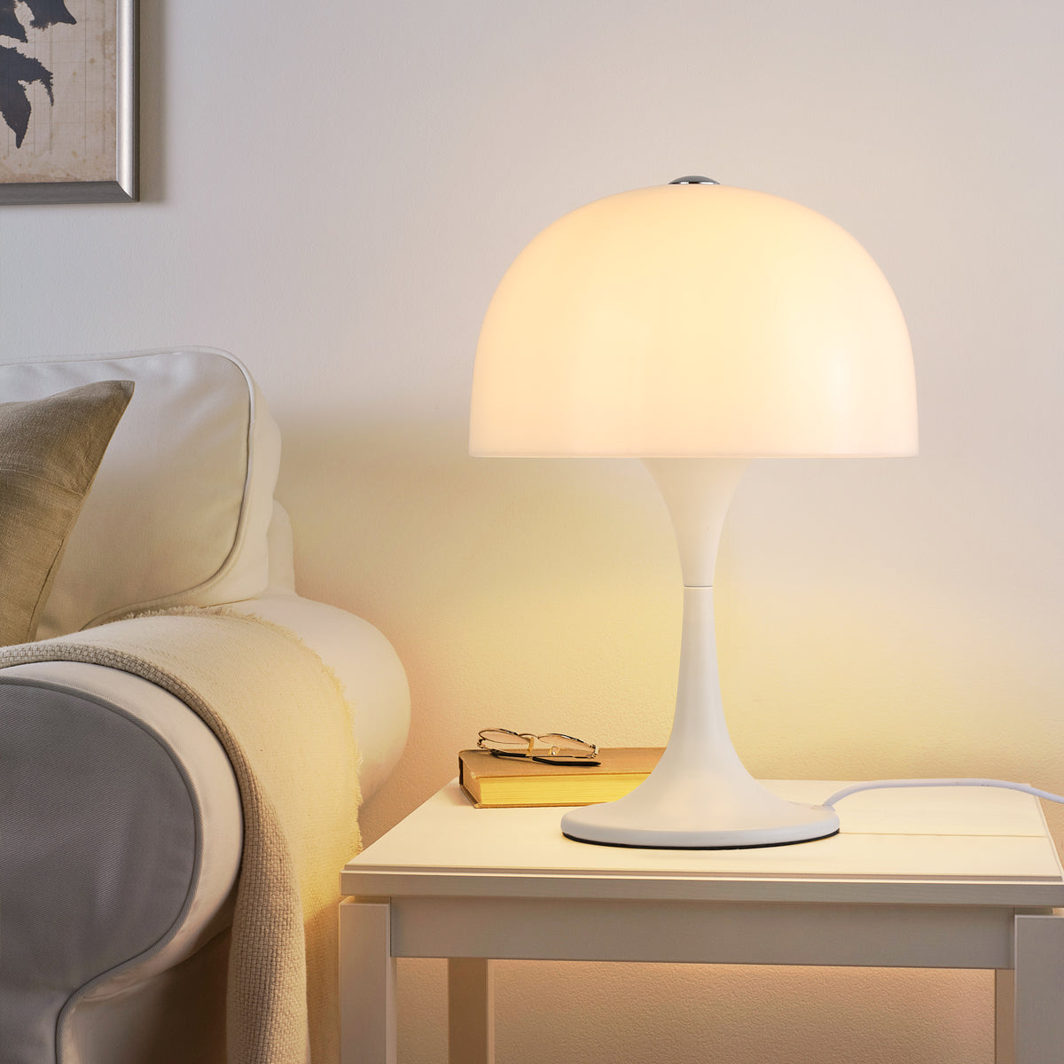 White Mushroom Modern Bedside Lamp for Bedroom