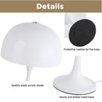 White Mushroom Modern Bedside Lamp for Bedroom
