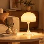 White Mushroom Modern Bedside Lamp for Bedroom