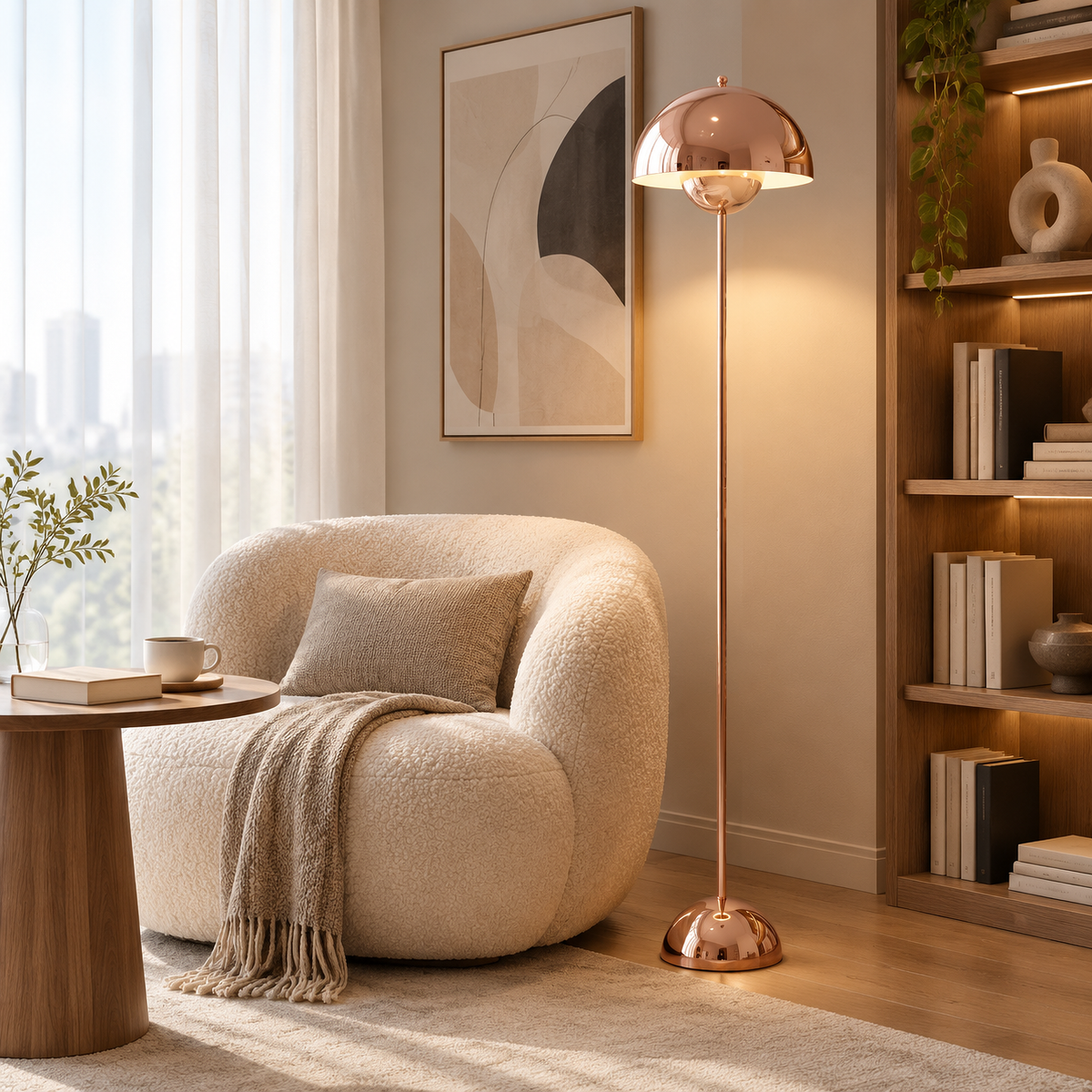 Modern Chrome Floor Lamp with Foot Switch for Living Room