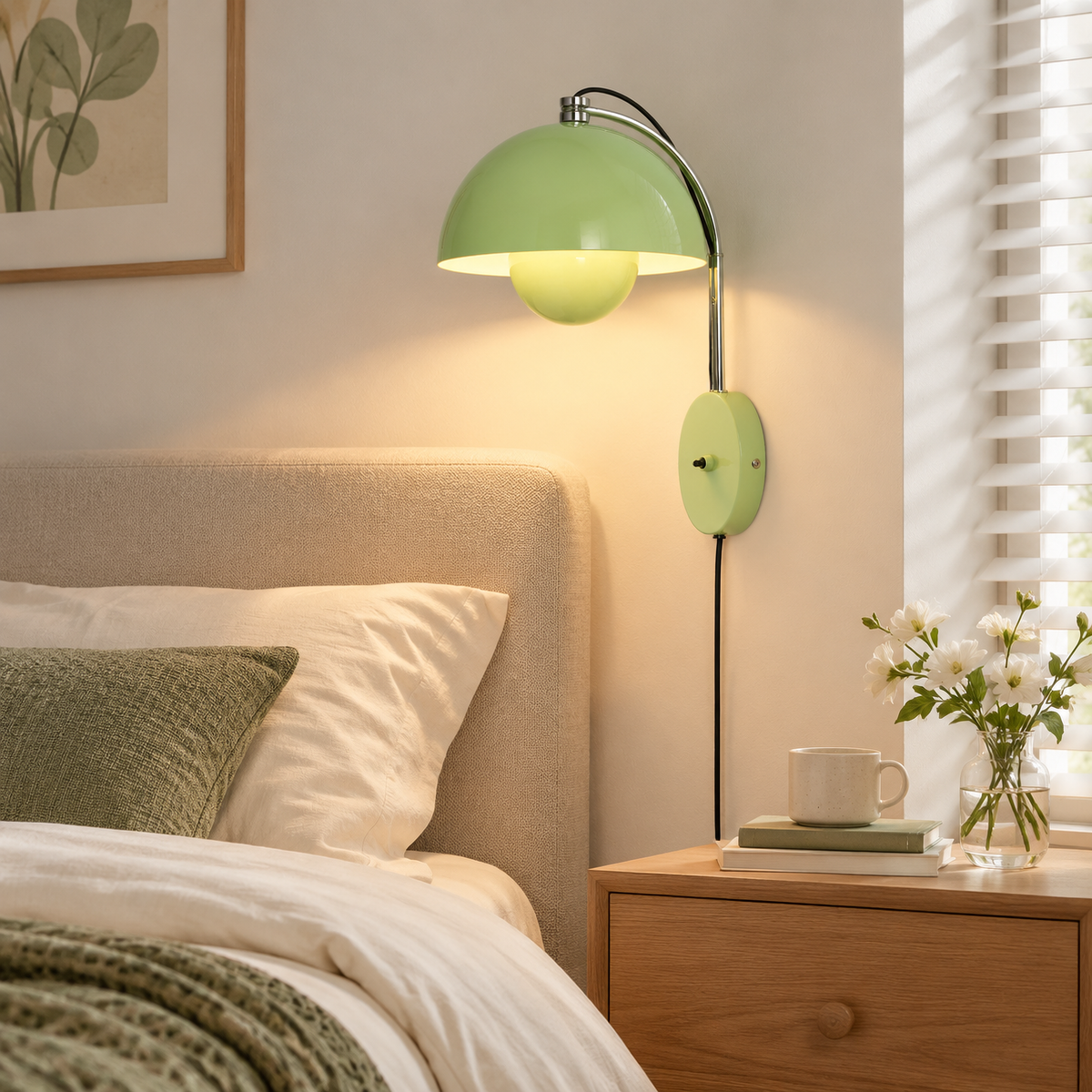 Green FlowerPot Modern Bedroom Sconce