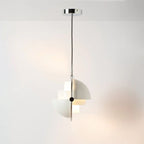 White Sculptural Metal Pendant Light with Layered Shade