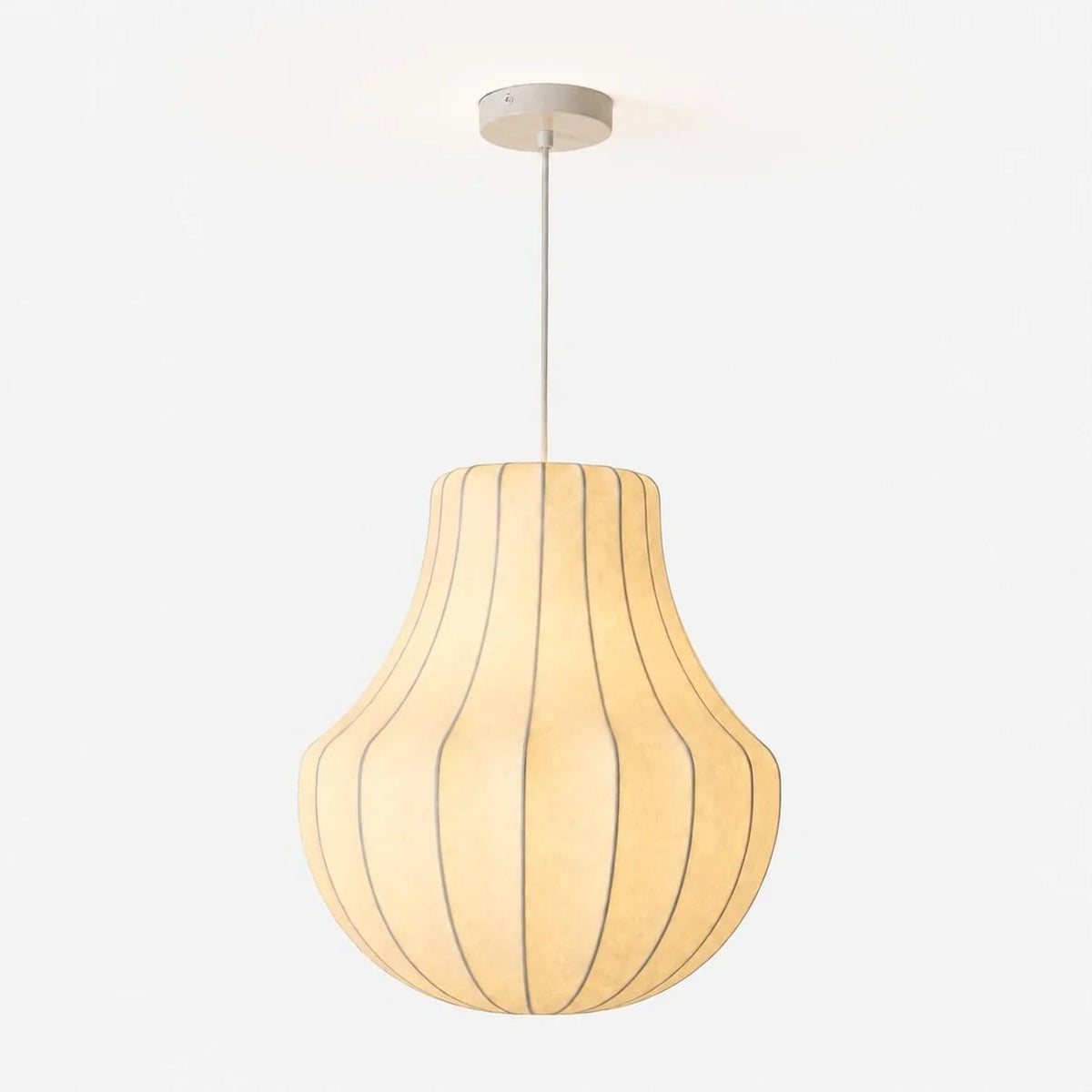White Lantern Fabric Pendant Light with Pleated Shade