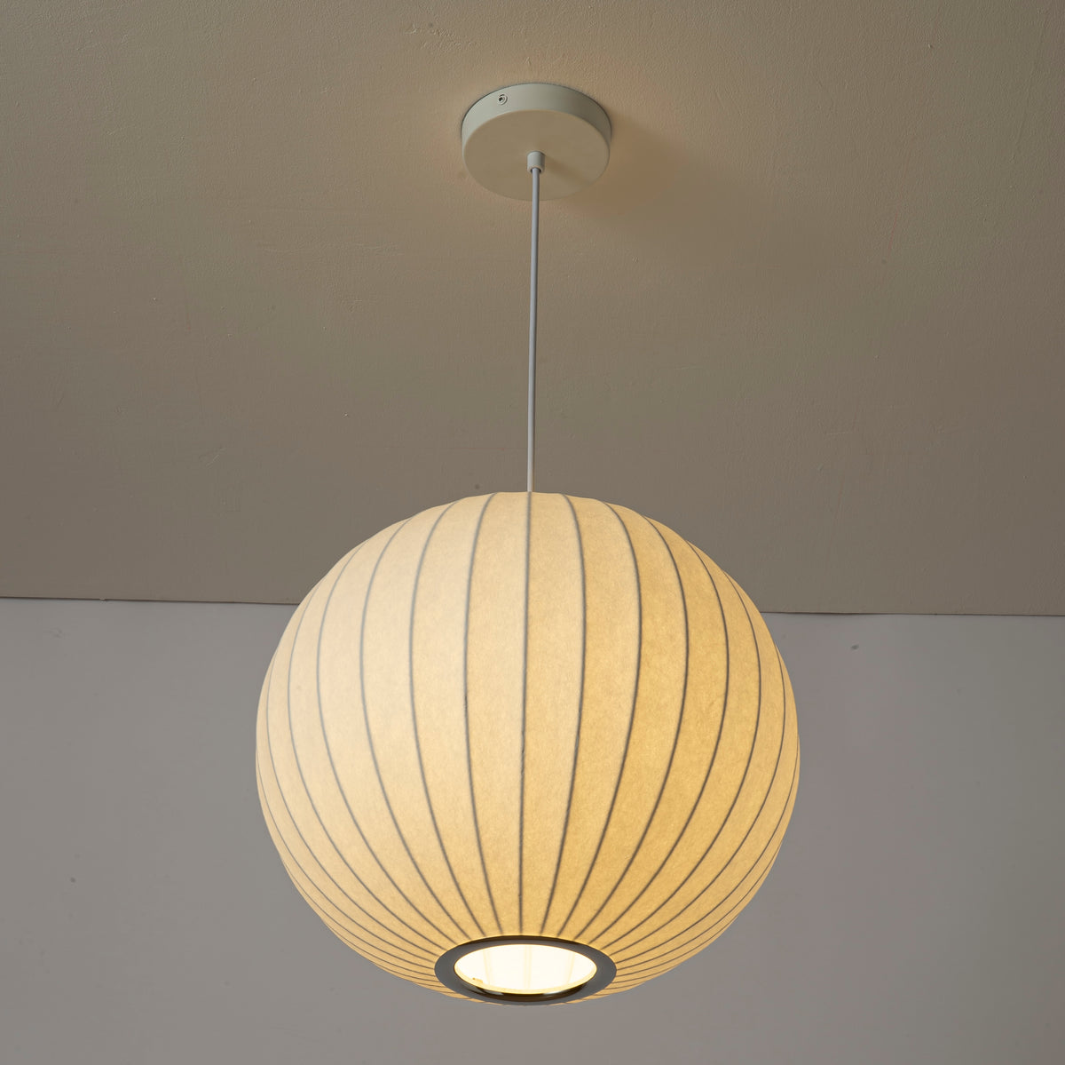 White Globe Fabric Pendant Lamp for Dining Room