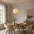 White Globe Fabric Pendant Lamp for Dining Room