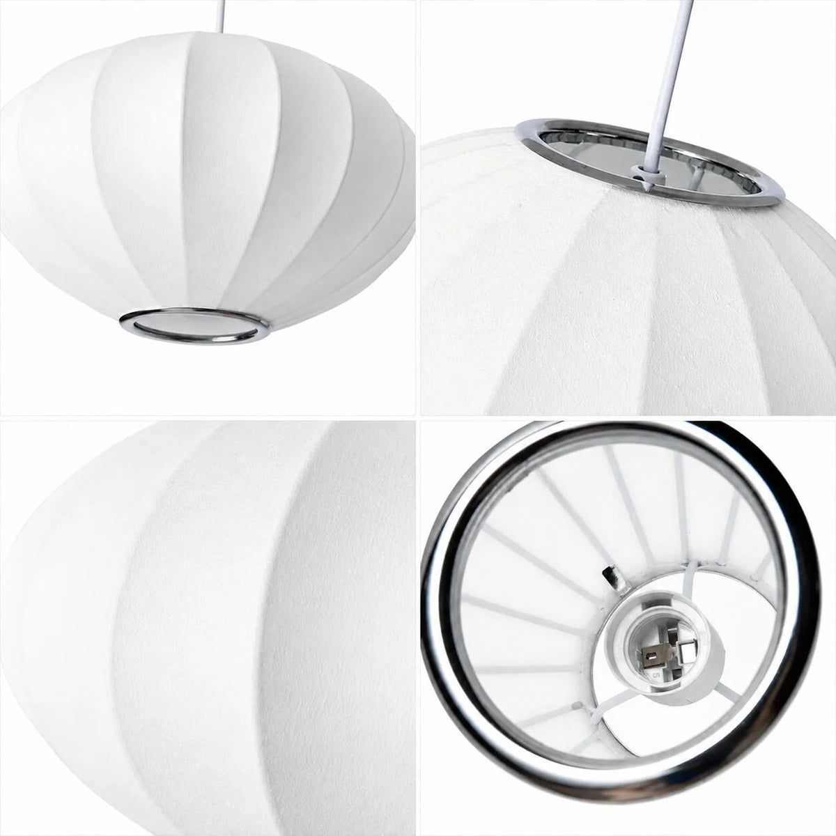 White Modern Fabric Pendant Light for Bedroom