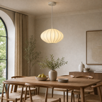 White Modern Fabric Pendant Light for Bedroom