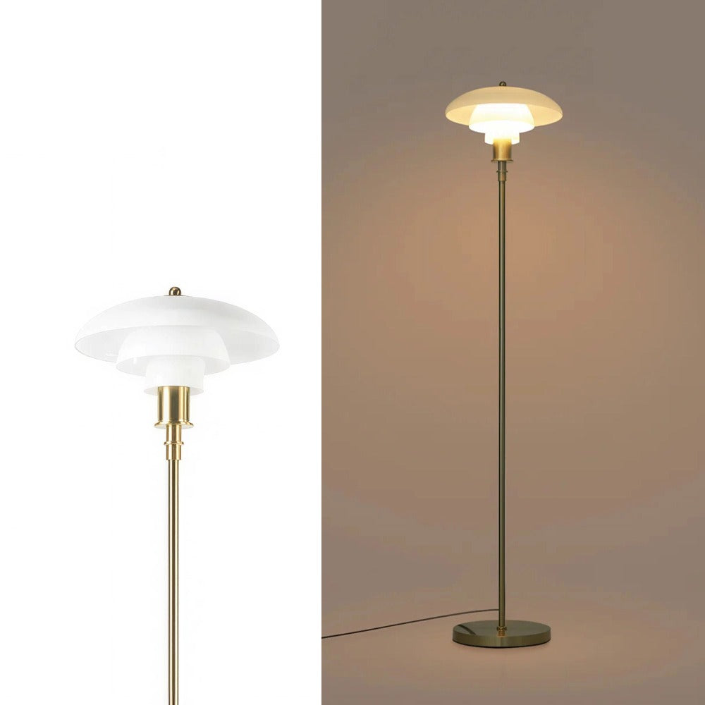 Mid-Century Inspired Floor Lamp with Layered Shade for LivingRoom