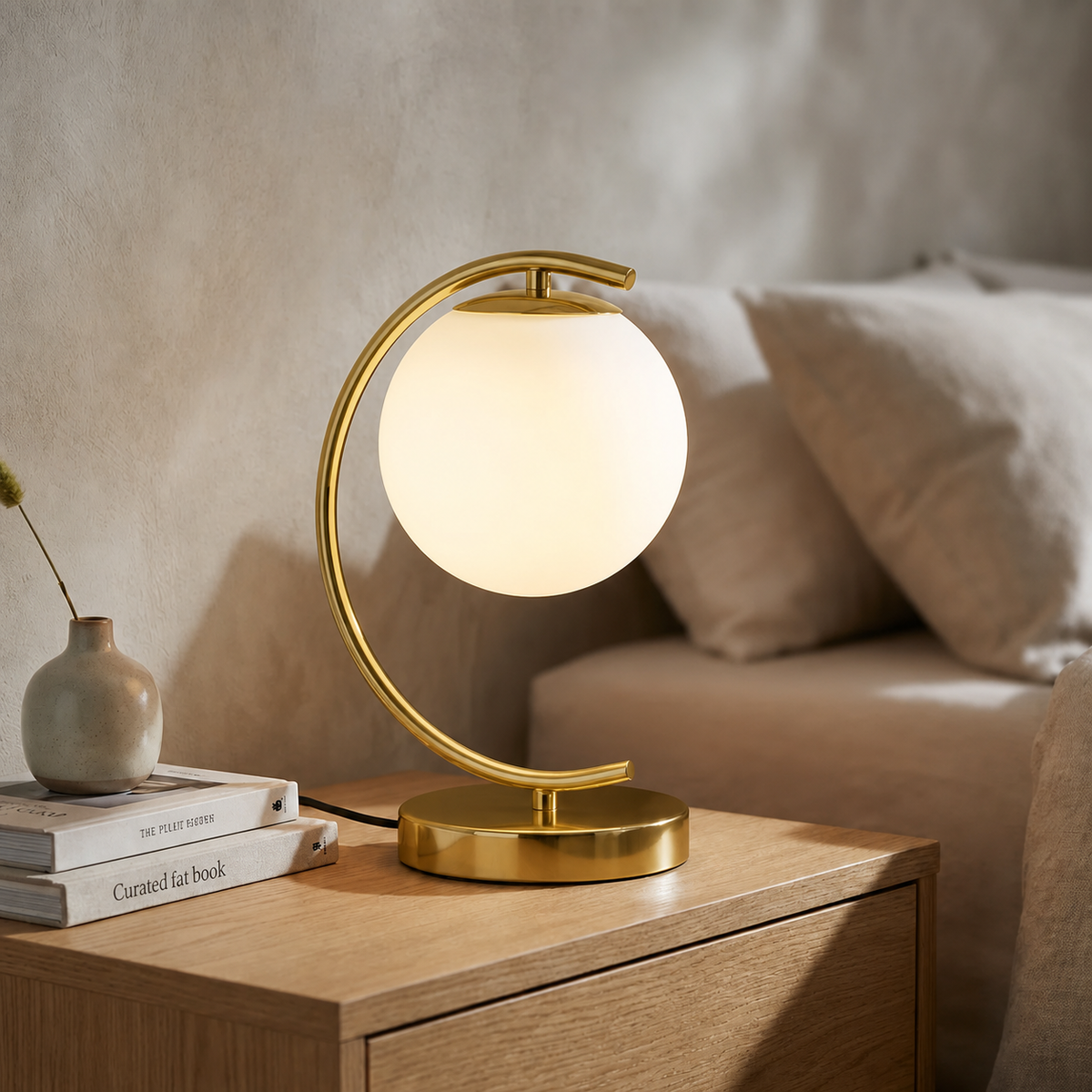 Modern White Globe Lamp for Bedroom