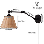 Plug-In Wall Sconce with Adjustable Natural Woven Shade