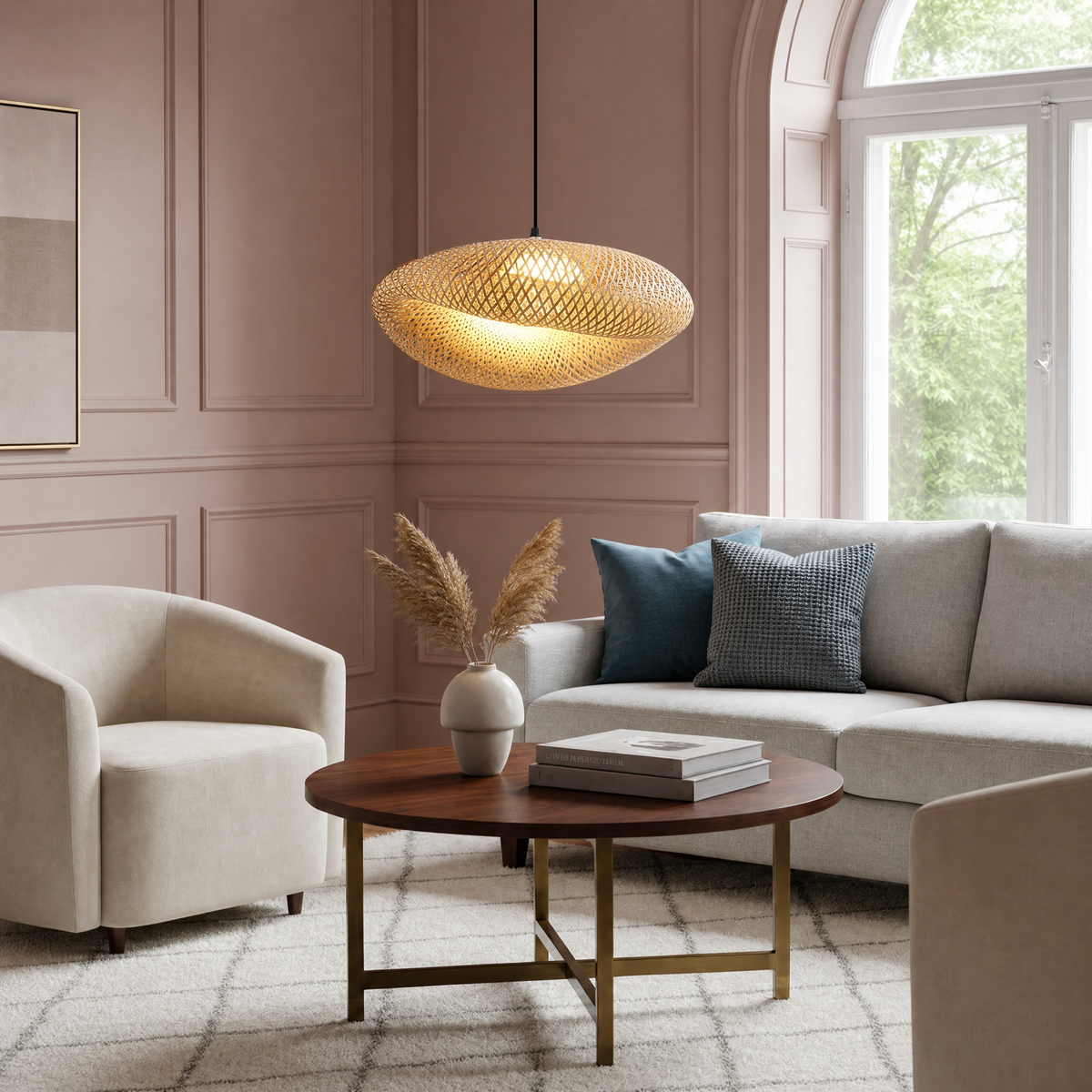 Natural Bamboo Bird Nest Pendant Lamp for LivingRoom