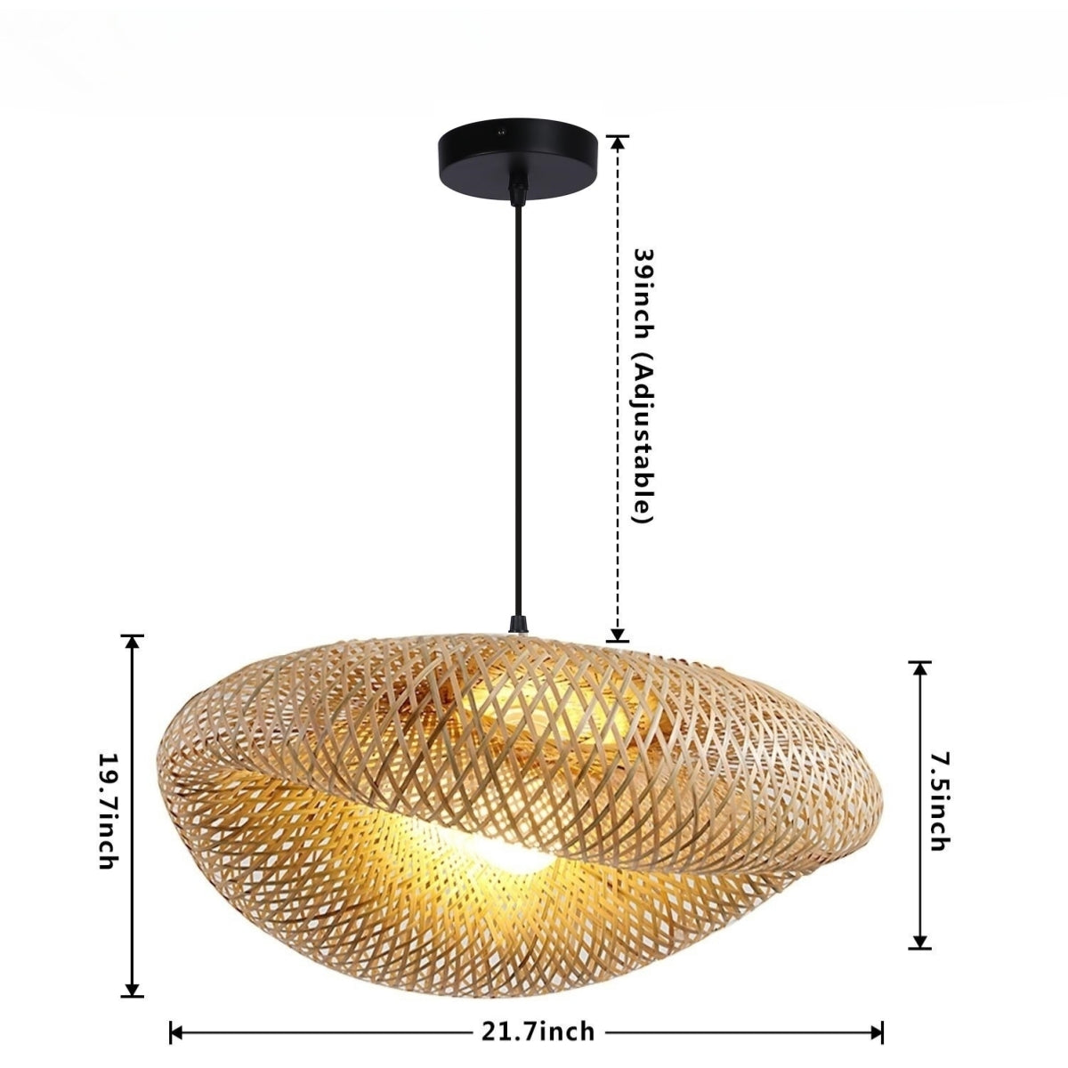 Natural Bamboo Bird Nest Pendant Light with Woven Shade