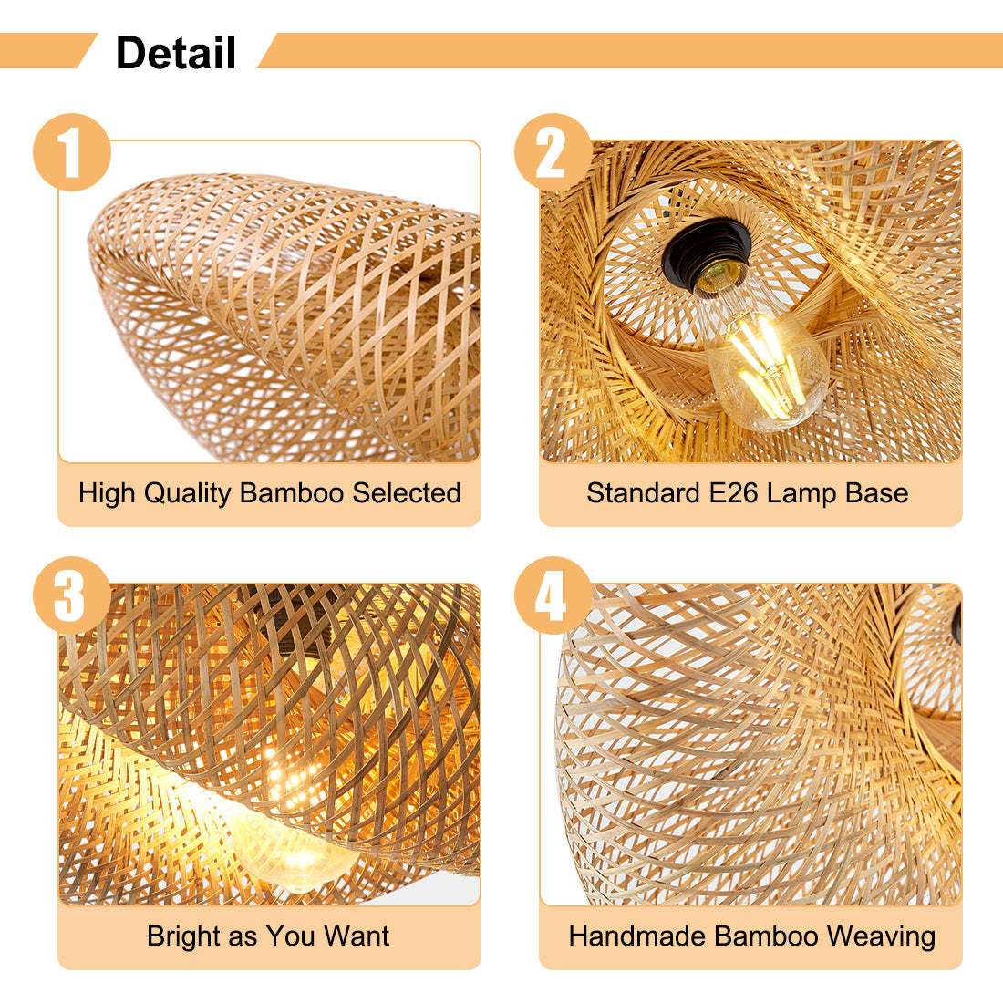 Natural Bamboo Bird Nest Pendant Lamp for LivingRoom