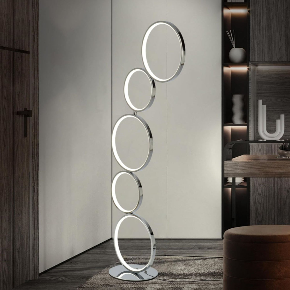 Modern Gold Dimmable LED Ring Floor Lamp for Living Room