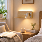 Right-Side Bedside Reading Sconce with Backlight and Shelf