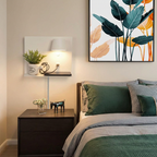 White Articulating Wall Light with Shelf and USB Port for Bedroom
