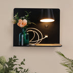 White Articulating Wall Light with Shelf and USB Port for Bedroom