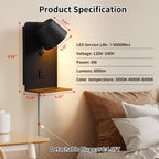 CCT Bedside Reading Sconce with Shelf for Reading nook