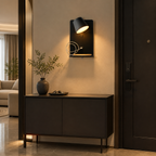 Black Plug-In LED Wall Sconce with Shelf and USB Port for Bedroom