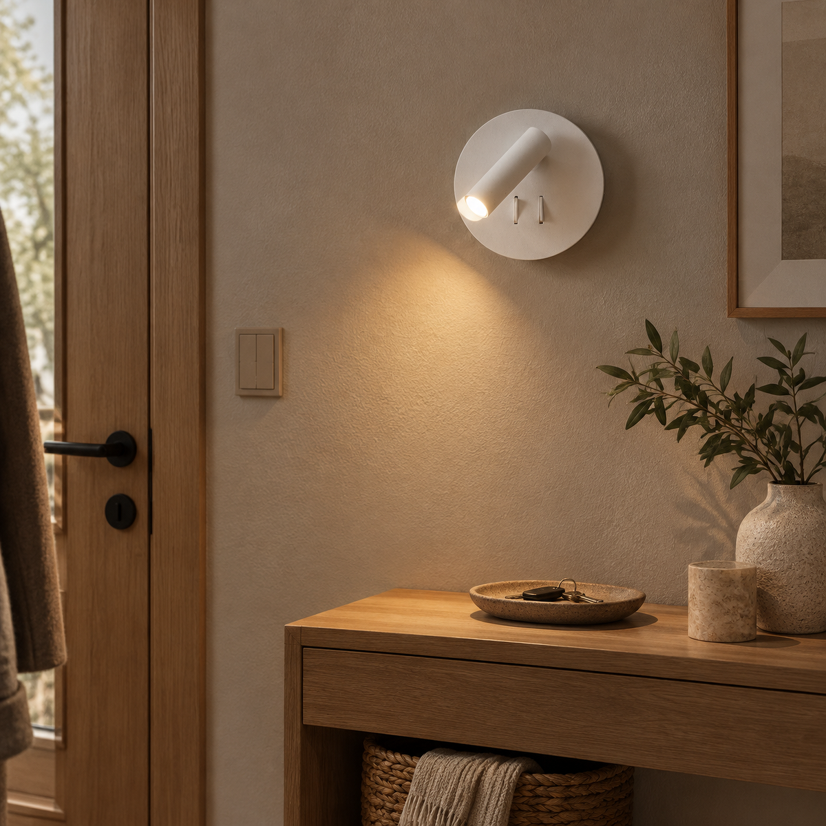 White Bedside Reading Sconce with Adjustable Spot for Bedroom
