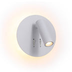 White Round LED Wall Sconce with Adjustable Reading Spotlight