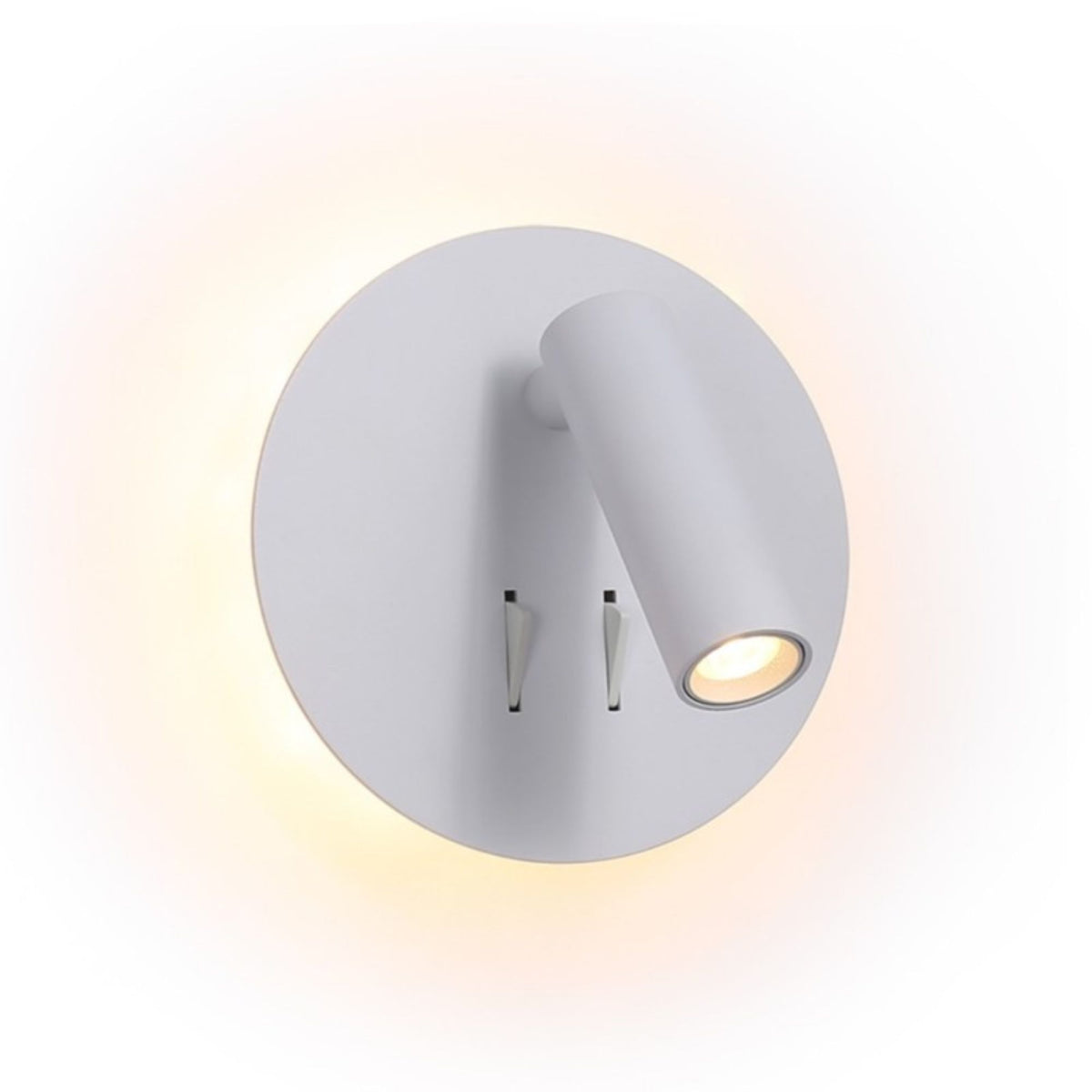White Round LED Wall Sconce with Adjustable Reading Spotlight