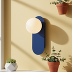 Navy Blue Modern Bedroom Sconce with Opal Globe