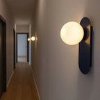 Navy Blue Modern Bedroom Sconce with Opal Globe