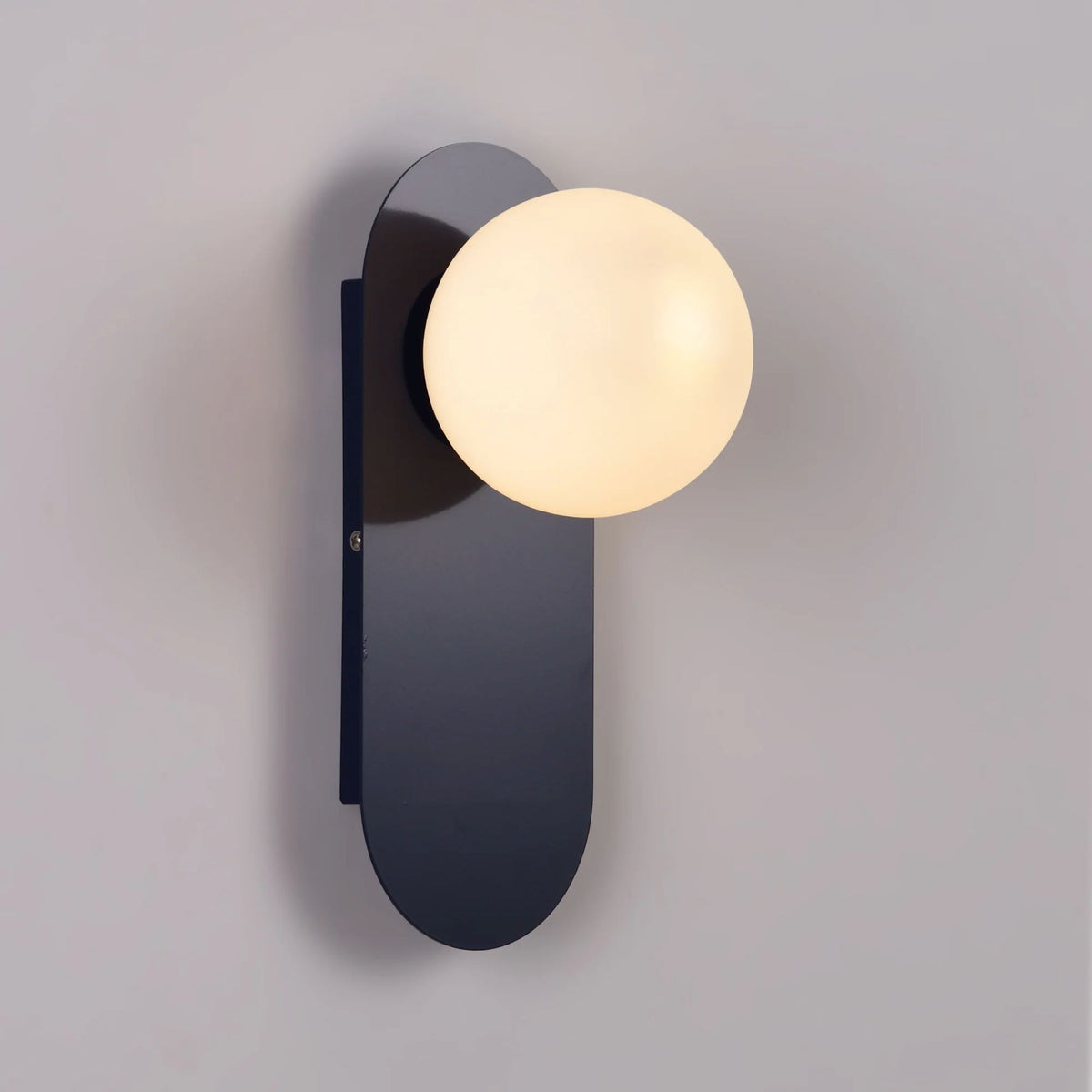 Navy Blue Modern Bedroom Sconce with Opal Globe