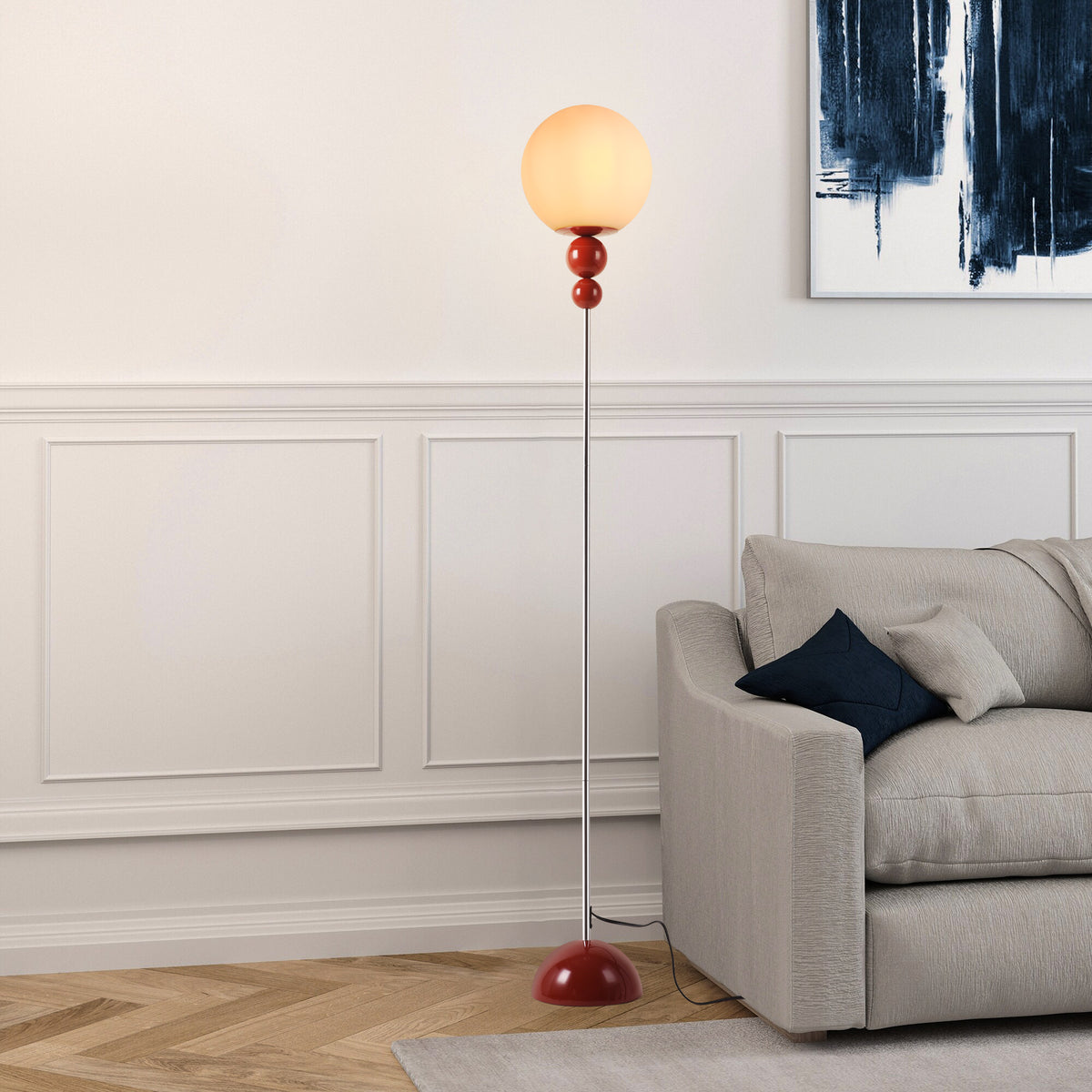 Mid-Century Modern Red Floor Light for Bedroom