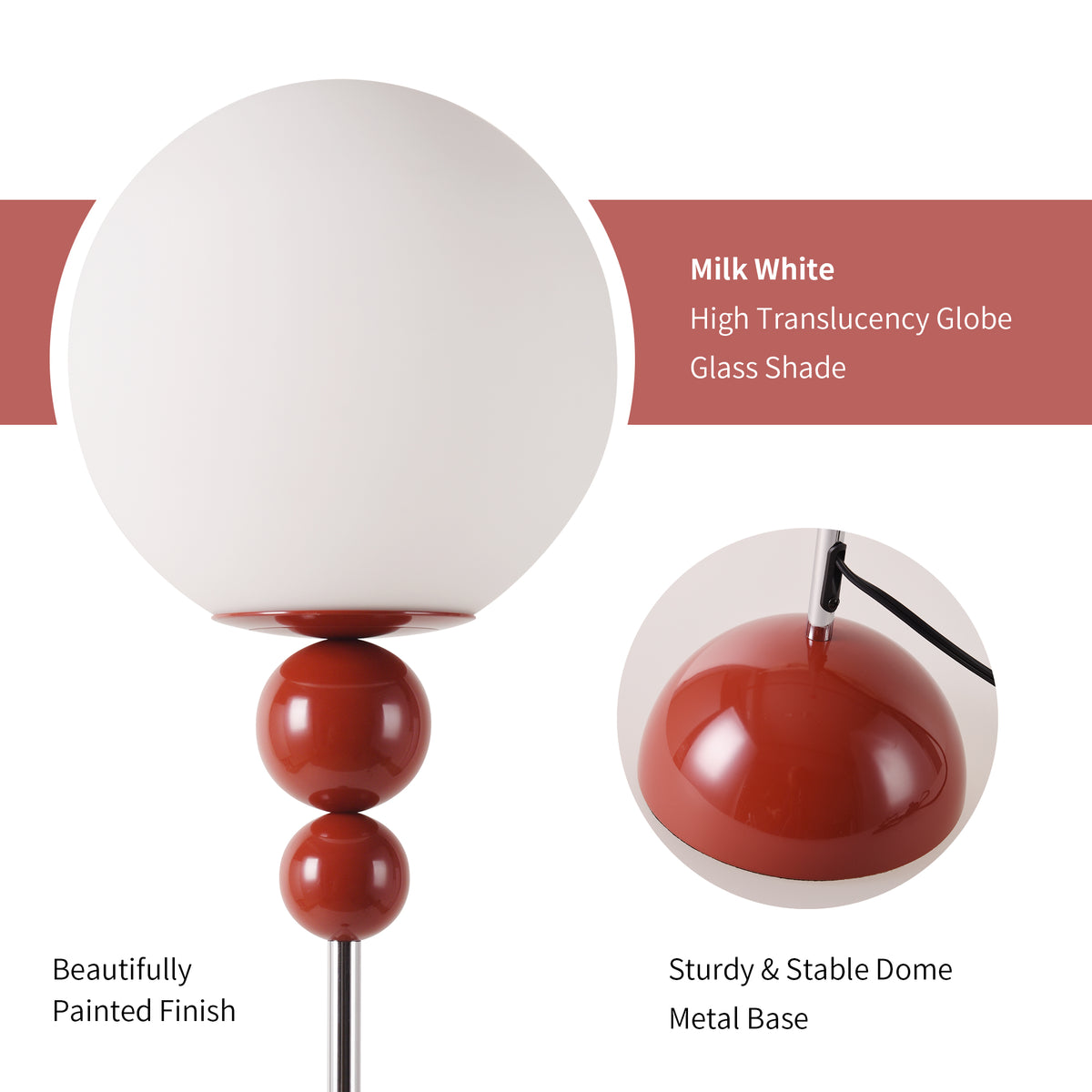 Mid-Century Modern Red Floor Light for Bedroom