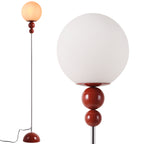 Red Globe Floor Lamp with Opal Glass Shade