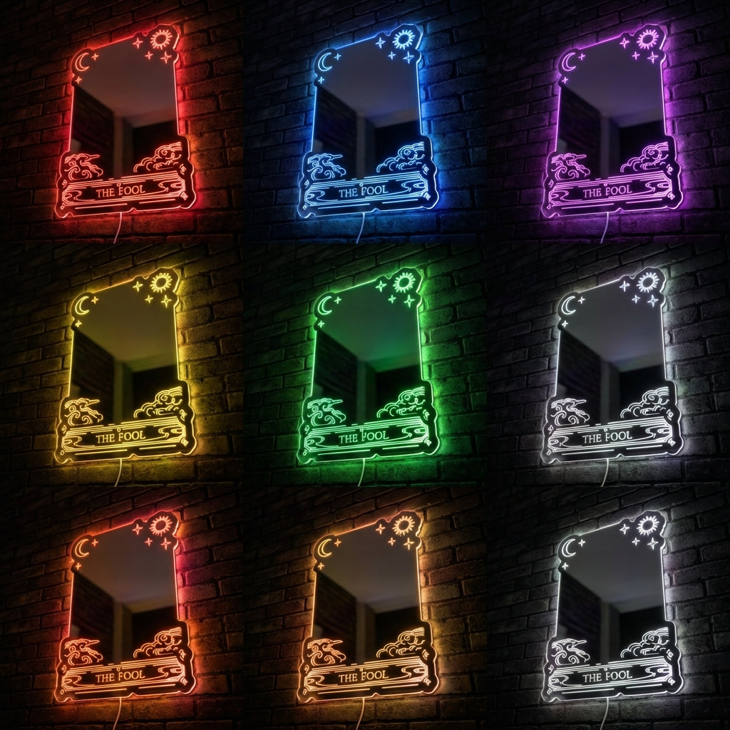 The Fool Tarot Custom Mirror LED Sign Wall Light Decor