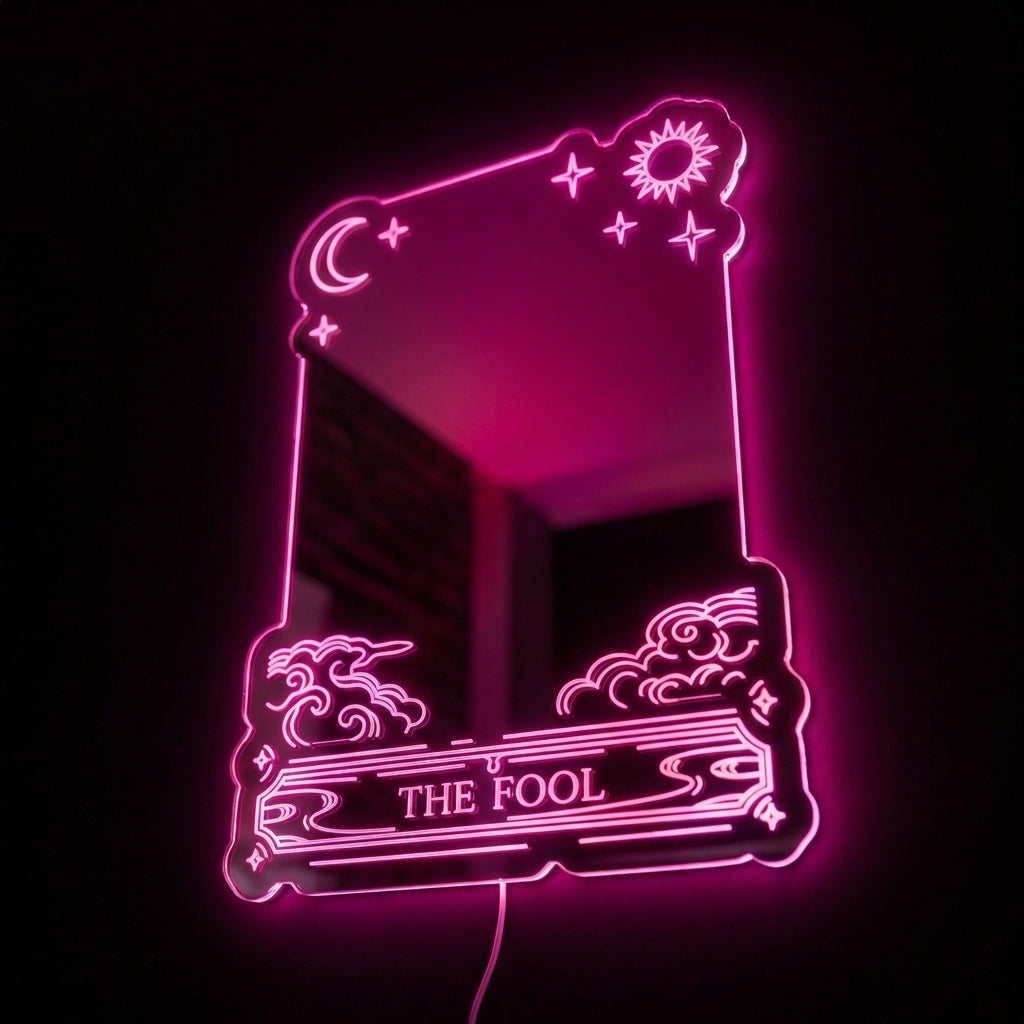 The Fool Tarot Custom Mirror LED Sign Wall Light Decor