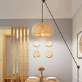 Woven Bamboo Dome Plug-In Pendant Light