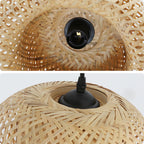 Woven Bamboo Dome Plug-In Pendant Light