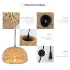 Woven Bamboo Dome Plug-In Pendant Light