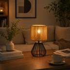 Woven Rattan Table Lamp for Living Room