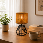 Woven Rattan Table Lamp for Living Room