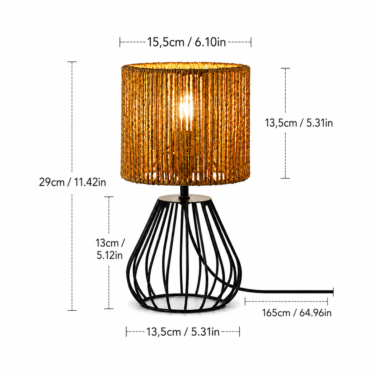 Woven Rattan Table Lamp for Living Room