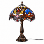 Vintage Tiffany-Style Glass Table Lamp for Living Room